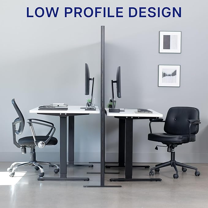 VIVO Modular Wall System, 2 PET and Whiteboard Panels, Professional Office Cubicle Dividers, Freestanding Privacy-Screen, 66 inches High, White and Light Gray, Black Frame, PP-MWS63B-WB