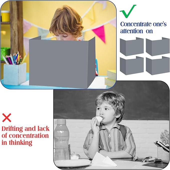 Crtiin 24 Pcs Privacy Folders for Students Desk Dividers Standard School Privacy Cardboard Board Testing Dividers Shield for Classroom Teacher Supplies Keep Eyes from roving(Simple)