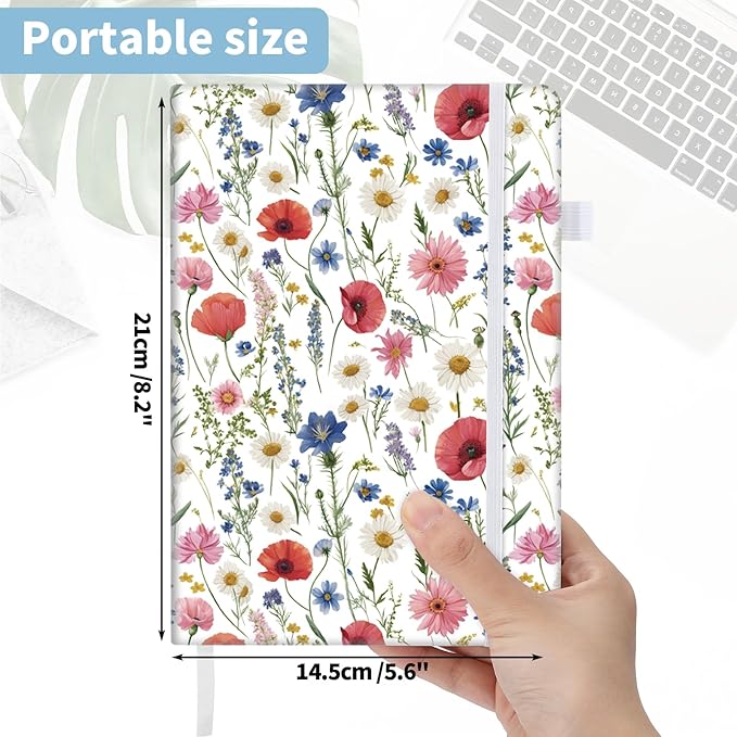 Thboxes 160 Pages Lined Journal Notebook, 5.71" X 8.27" Writing & Journaling Hardcover Executive Notebooks for Student Worker Women Men Notepads Journals for Writing Travel & Organization, Floral