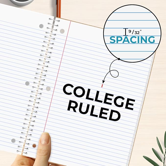 Rosmonde 5000 Packs (Pallet) 1 Subject Notebooks, Spiral Notebook Bulk, College Ruled, 70 Sheets (140 pages), 8 x 10-1/2", Bulk Spiral Notebooks for School Districts & Office, 4-7 Days Transit