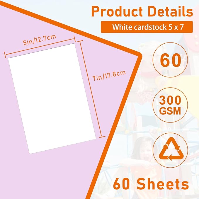 Guakicae 60 Sheets White Cardstock 5 x 7 Thick Paper, 300gsm/110lb Heavyweight Flat Card Stock Printer Paper for DIY Card Making, Wedding Invitations, Thank You Cards, Postcards, Menus