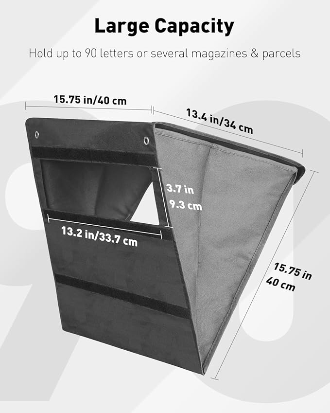 Uniclife Mail Slot Catcher for Door, Large Capacity Letter Catcher Letterbox Catcher, Front Door Mail Catcher with Hook and Loop Fasteners, Indoor Post Catcher Bag for Small Packages & Magazines