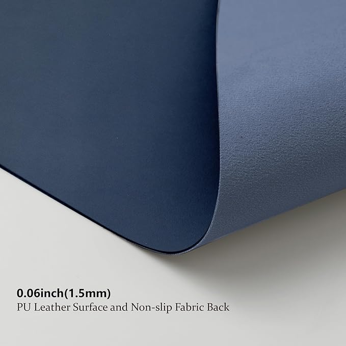 Leather Desk Mat - Small Non-Slip PU Desk Pad for Office and Home - Desk Organization and Accessories - Ideal for Large Mouse Pad and Small Desk Mats on Top of Desks (Dark Blue,23.6"x 13.8")