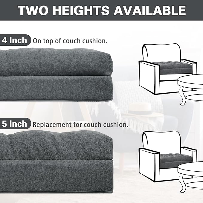 TANYOO Recliner Seat Cushion for Elderly - Patented Dual Design for Sagging Recliner Replacement & Easy Get Up, Booster Cushion Relieves Back Pain from Sofa, Couch, Chair 20x20x4 Inches Dark Grey