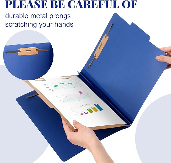 Skyygemm 24 Pcs Classification Folders Letter Size, 1 Divider Pressboard File Folder with Fasteners, Expanding File Organizer Bulk for School Teachers, Office Employee, Coworker, Staff (Dark Blue)