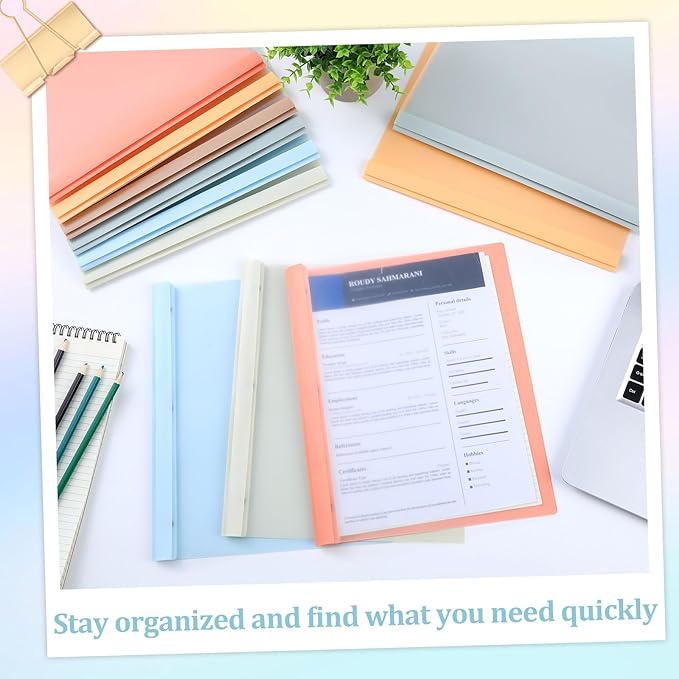 24 PCS Retro Plastic Report Covers with 3 Prongs Clear Front Presentation Folders 3 Prong Folders for Resume Portfolio Document Report Letter Proposal School Classroom Office Supplies (Vintage)