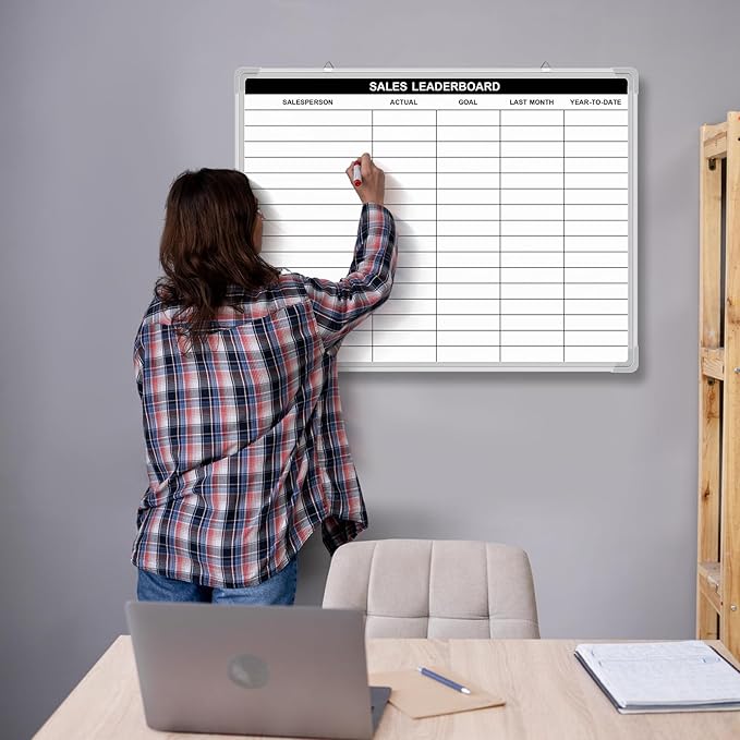 Lined Whiteboard Blank Grid Aluminum Frame Dry Erase Board Reusable Wall Mounted Board for Scheduling, to Do Lists Weekly Planning Home Work (24 x 18 Inch,Sales Ranking List)
