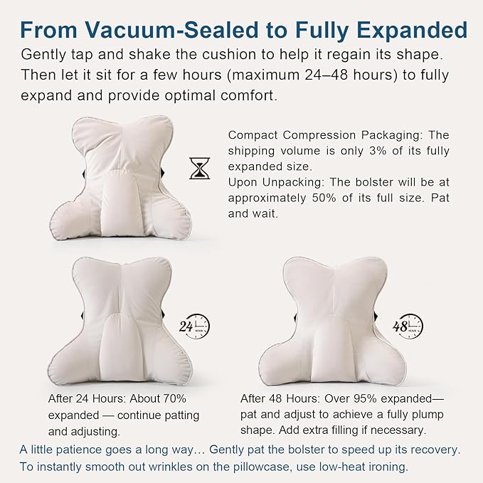 Ailuteie Lumbar Support Pillow(Pat. Pend) – Multi-Functional Ergonomic Back Cushion for Sofa Chair, Car Seat & Sofa, Reading Pillow with Firm Multi-Zone Support to Relieve Lower Back Pain, Misty White