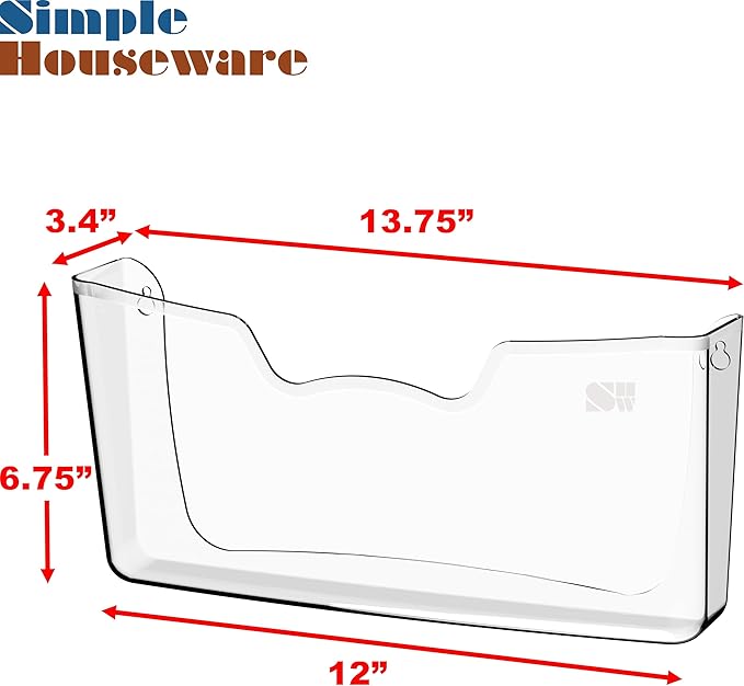 Simple Houseware Clear Single Pocket Wall Mount for Hanging File Holder, 3 Packs