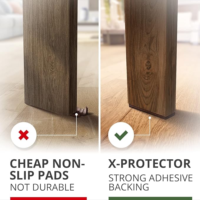 X-PROTECTOR Non-Slip Furniture Pads 8 PCS 1.5” x 5” - Rubber Furniture Grippers - Self-Adhesive Floor Protectors Grips for Furniture Feet!