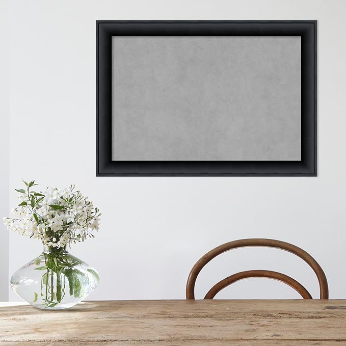 Amanti Art Black Framed Magnetic Board 19x27 Medium Vision Board for use with Magnets, 100% Metal Sheet to Display Items as Office Decor or for Home Organization in mudroom, Kitchen or Kids Room