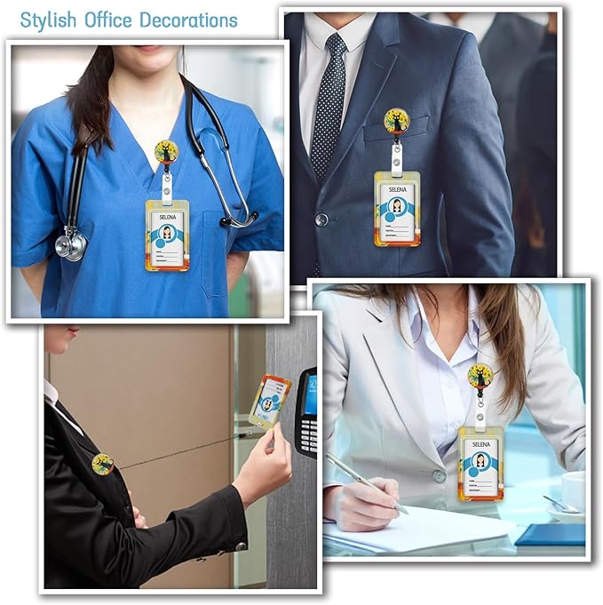 Black Cat Lanyards for ID Badges, Badge Holder with Lanyard Detachable, Badge Reel Retractable Keychain Clip, Vertical Cruise Ship Cards Holder Protector Name Tags, Teacher Nurse Office Women Gifts