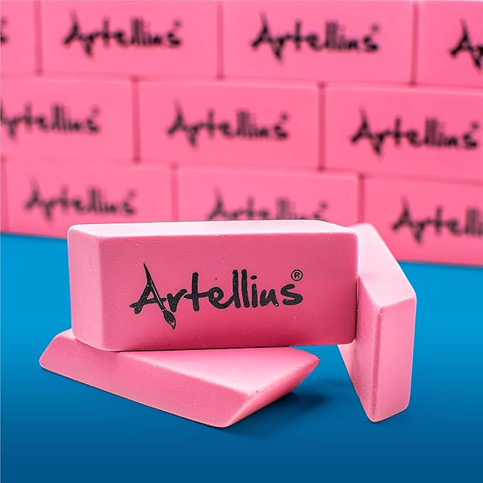 Artellius Teacher Supplies Erasers - Pink, Large 150-Count - Pencil Erasers for Kids & Classroom Use