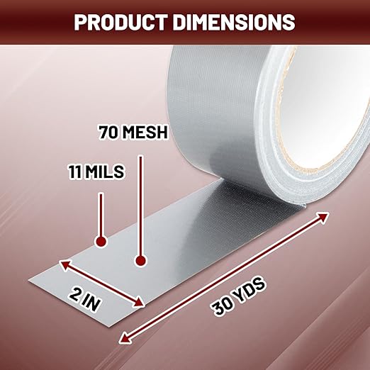 Hymula Duct Tape, 12 Roll Silver Tape, Multi Packing Tape, 30 Yards x 2 Inch Grey Tape, Heavy Duty Waterproof Duct Tape, Tear by Hand and No Residue, Bulk for Home Use, Repairs and Office Supplies