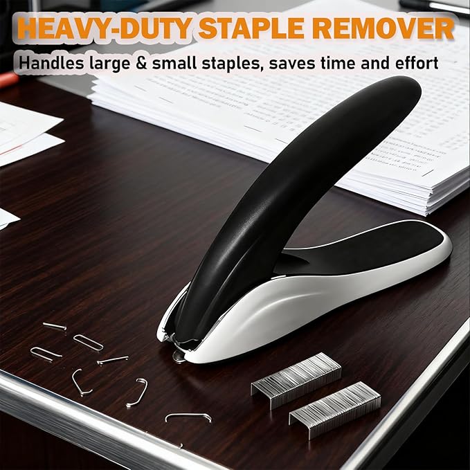 Aterflym Professional Staple Remover & Puller – Staple Remover Without Tearing, Heavy Duty Stapler Remover Tool, White & Black, 2 Pack for Office/Desk/Classroom