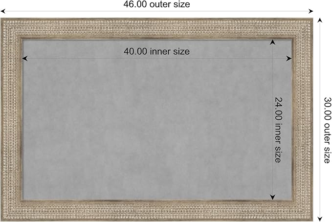 Amanti Art Silver Framed Magnetic Board 30x46 Large Vision Board for use with Magnets, 100% Metal Sheet to Display Items as Office Decor or for Home Organization in mudroom, Kitchen or Kids Room