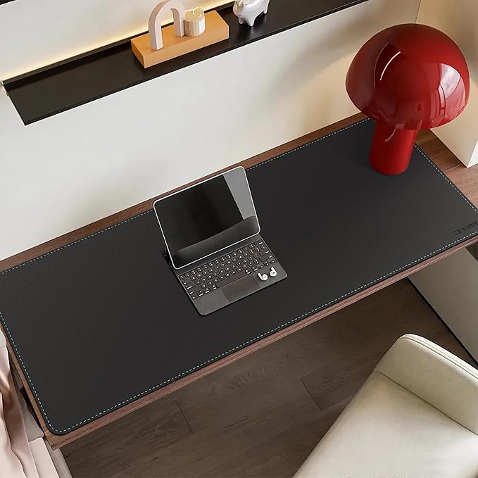 CENNBIE Leather Desk Mat Large, 43.6" x 23.6" Desk Pad Blotter Protector, Extended Non-Slip Mouse Pad, Waterproof PU Leather Large Mouse pad for Desk Office and Home (Black)