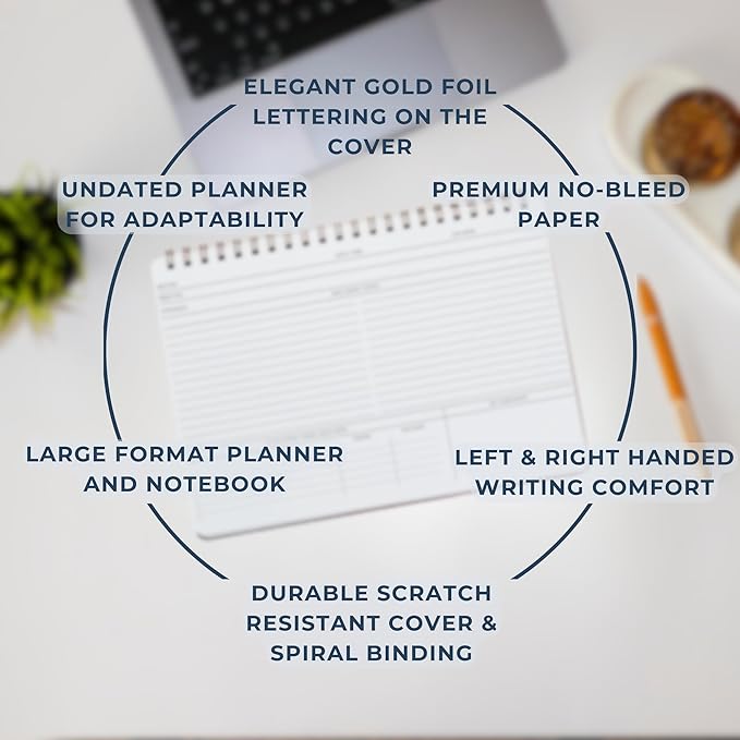 Merely Home | Meeting Notebook for Work | 8.25" x 11.75" | Project Planner | Simple Design | Multiple Layouts | Office and Business Planner (Rust, Meeting Planner - Landscape)