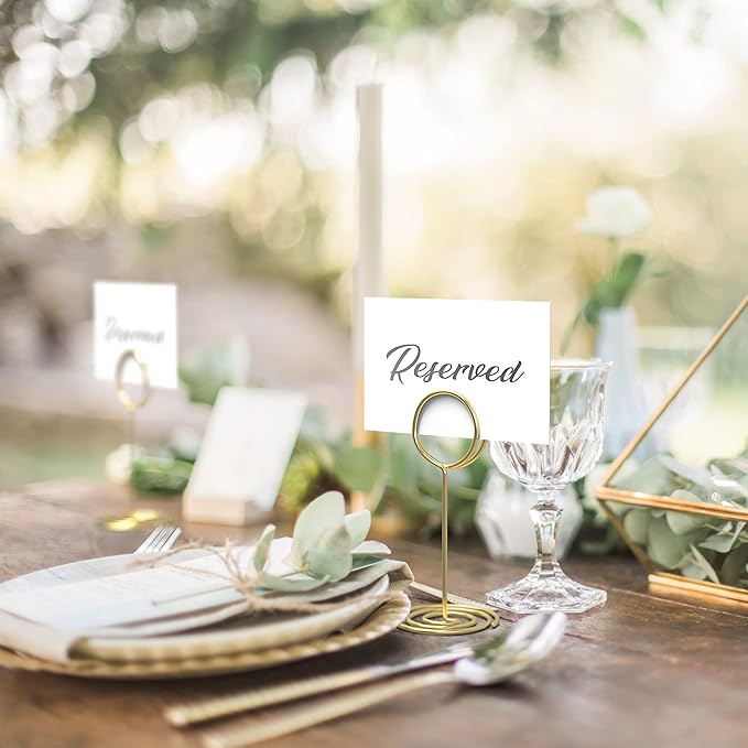 10 Pack Silver Reserved Table Signs for Wedding 3x4 Cardstock Reserved Seating Signs Double Sided Table Tent Reservation Card for Restaurant Receptions Celebrations Party - White with Silver Letters