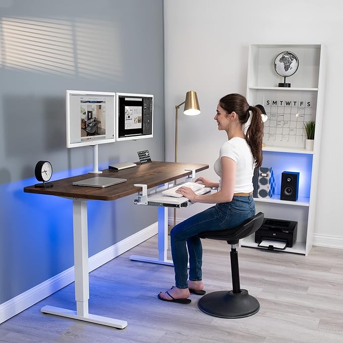 VIVO Large Keyboard Tray Under Desk Pull Out Platform with Pencil Drawer, Extra Sturdy C Clamp Mount, 27 (33 Including Clamps) x 11 inch Slide-Out Tray with Storage Drawer, White, MOUNT-KB05-4DW