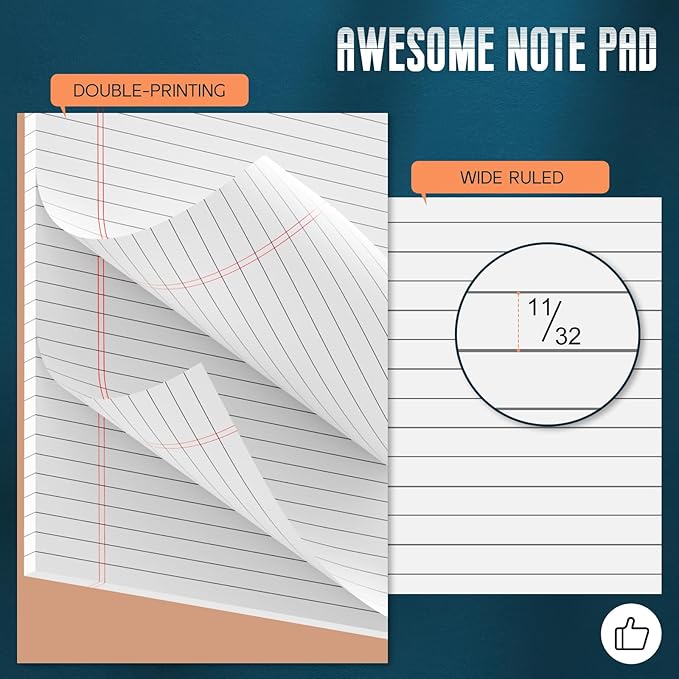 Roneky Note Pads 8.5"x 14", 10 Pack Legal Pads 8.5 x 14 White, Notepads 8.5 x 14 Wide Ruled Legal Pad, Micro Perforated Lined Writing Pads, 30 Sheets Per Note Pad, Notepads for Work/School/Office
