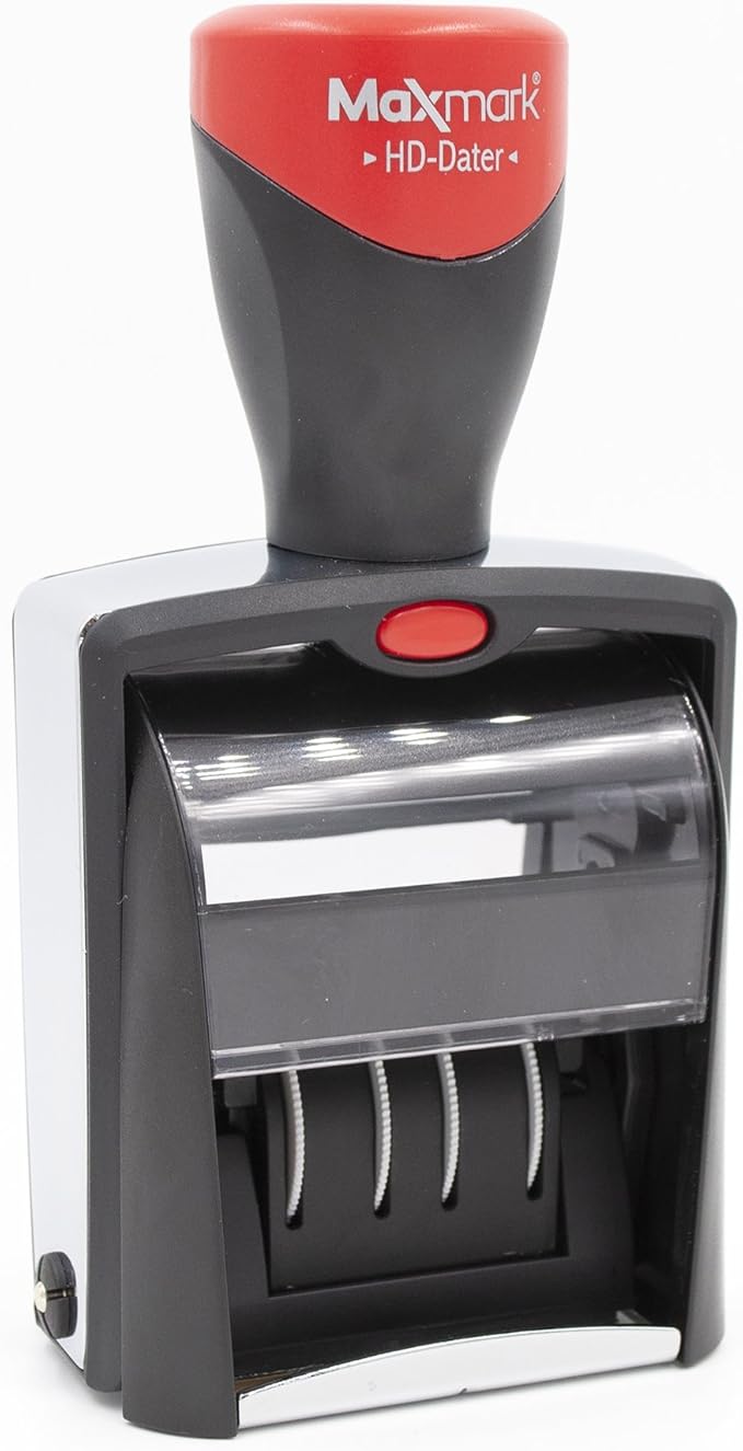 MaxMark Heavy Duty Date Stamp with 4-Line Custom Text, Self Inking Date Stamp - 2160 - Choose from Many Font and Color Options