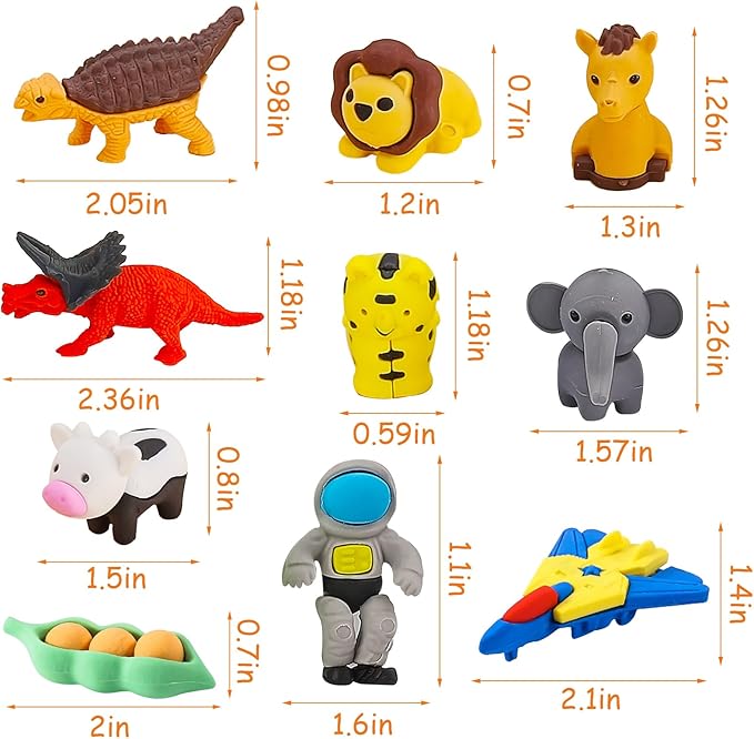 URSKYTOUS 130Pcs Animal Erasers Kids Desk Pets Pencil Erasers 3D Puzzle Bulk Mini Animal Food Eraser Toys Fun Cute Eraser for Classroom Rewards, Game Prizes, Treasure Box, Easter Egg Fillers