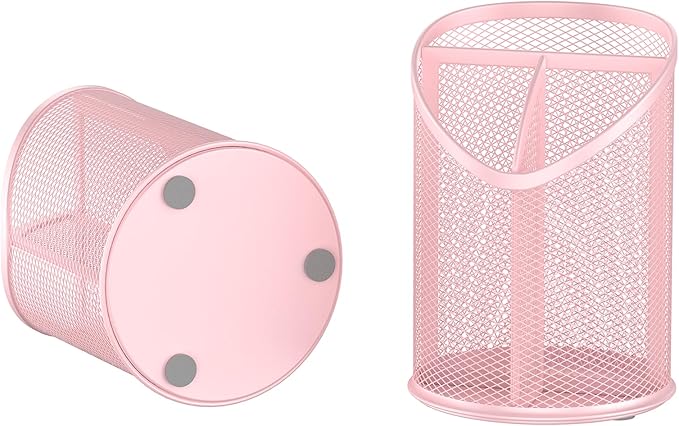 Delifox 2 Pack Pen Holder Mesh Round Pencil (Pink)