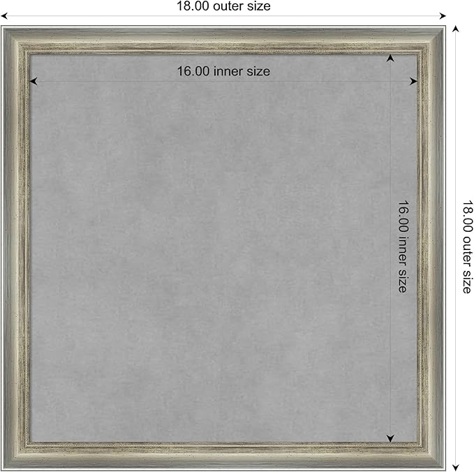 Amanti Art Silver Framed Magnetic Board 18x18 Small Vision Board for use with Magnets, 100% Metal Sheet to Display Items as Office Decor or for Home Organization in mudroom, Kitchen or Kids Room