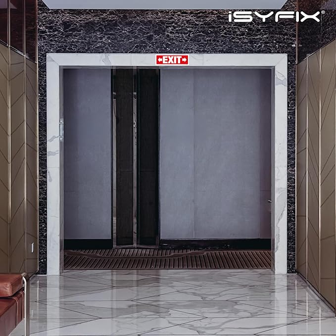 iSYFIX Exit Signs - 2 Pack 12x4 Inch Directional Right & Left Arrow Signs, 40 mil Polystyrene Plastic, UV Laminated, Scratch & Fade Resistant, Waterproof - Ideal for Office, Theater, School, Business