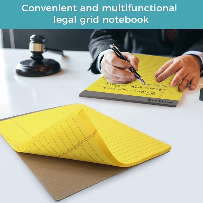 12pcs Legal Pads, Perforated Wide Ruled Writing Pad, Wide Ruled Legal Notepads, Lined Pads of Paper, Yellow paper Pads for office, school and daily notes(600 Sheets) (12, 5 X 8, Legal (5 x 8 inches))