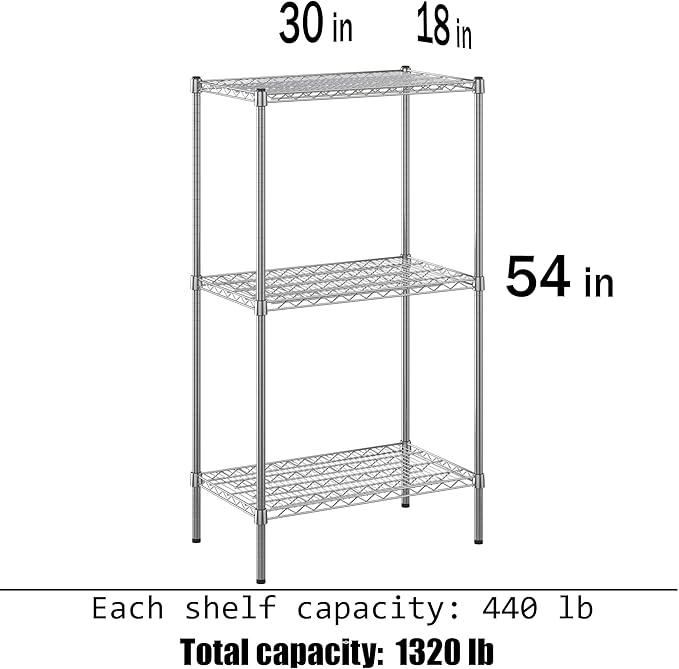 Regal Altair 18" Deep x 30" Wide x 54" Height Wire Shelving Kit | 3-Tier | NSF Commercial Storage Rack Unit
