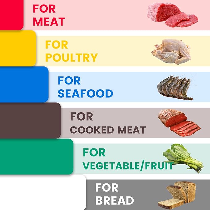 CMI Commercial Grade Cutting Board for Kitchens,Cutting Board Set,Plastic Chopping Board,18 x 12 x 1/2 Inch, Multi-Color 6 of Pack Set,NSF Certified,for Vegetable Meat or Cheese