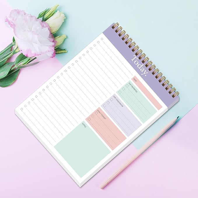 GOLDPEI To Do List Notepad - Daily Planner Notepad Undated 52 Sheets, 6.5" x 9.8" Planning Pad Checklist Productivity Note Pad for Work and Personal Organized