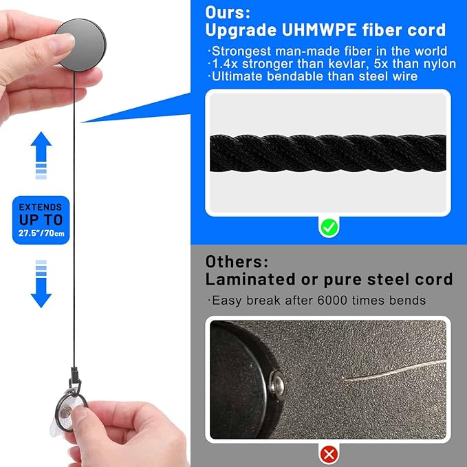 3 Pcs Heavy Duty Badge Reels Retractable Badge Holder, Selizo Metal Retractable Keychain Badge Reel ID with Belt Clip Key Ring for Key Name Card Holder