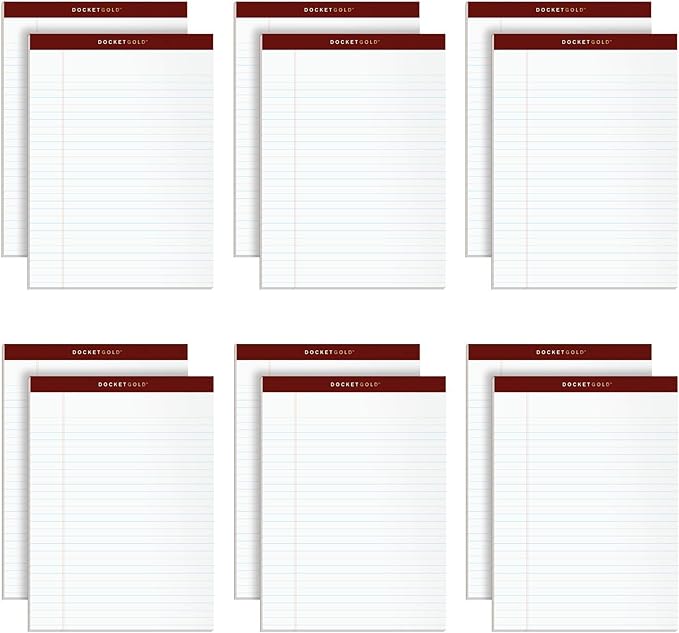 TOPS Legal Pads, 12 Pack, Premium Docket Gold Note Pad Bulk Pack, 50 Legal Ruled 8.5 x 11 Sheets, Thick White Paper with Extra Hard Back, Proudly Made in the USA