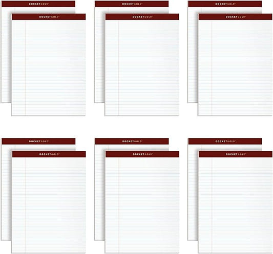 TOPS Legal Pads, 12 Pack, Premium Docket Gold Note Pad Bulk Pack, 50 Legal Ruled 8.5 x 11 Sheets, Thick White Paper with Extra Hard Back, Proudly Made in the USA