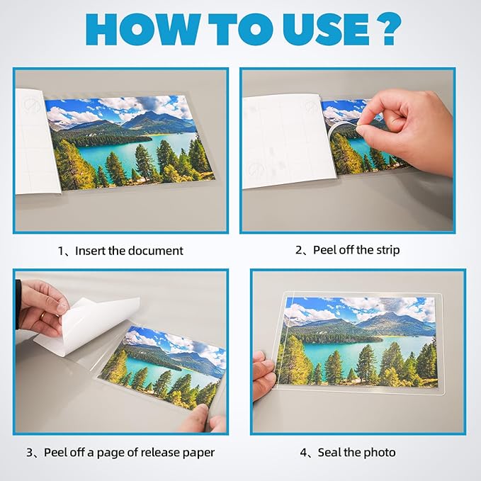 Uinkit 25Pack 4"x6" Self Seal Laminating Pouches, 10Mil Double-Sided for Recipe Cards & Photos, Waterproof Thick Plastic Sleeves to Preserve Pictures, Index Flashcards, Menus