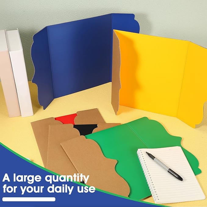 15 Pcs Trifold Presentation Board 12 x 20 Inch Trifold Poster Board Portable Science Fair Display Cardboard Foldable Posterboard for Photo Exhibition Meeting School(Colorful)