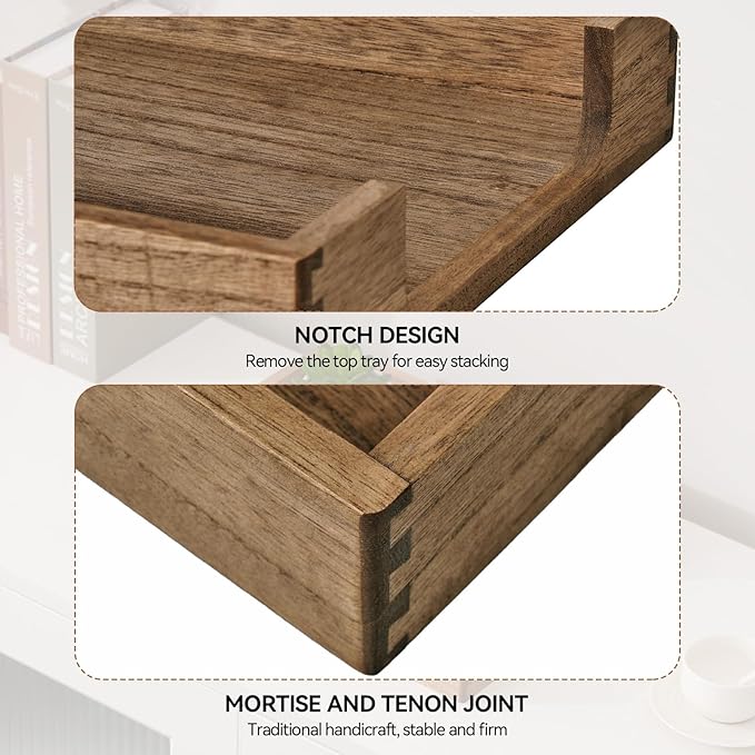 Kirigen Wood Letter-Size Tray Single-Tier(TP-DBR)- Wooden Tones Collection Front-Load Documents Tray for Office Desktop Organizer - Desk Magazine, File, Folder, Paper Holder Drak Brown