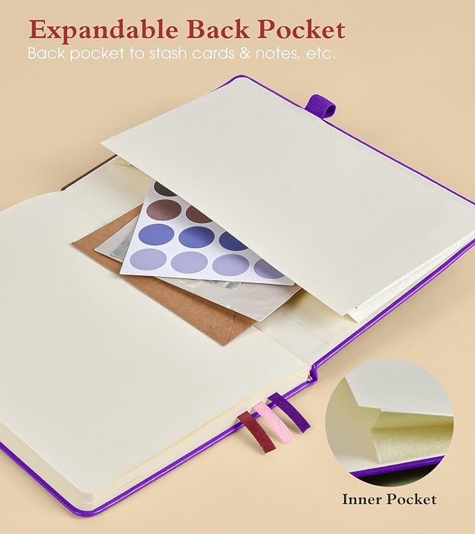 PAIBAS Blank Journal Notebook for Women Men,160 Pages,A5 Hardcover Sketchbook for Drawing, Sketch book, Unlined Notebooks for School,Work, Note Taking,Travel Journals for Writing 5.8"x8.5" (Purple)