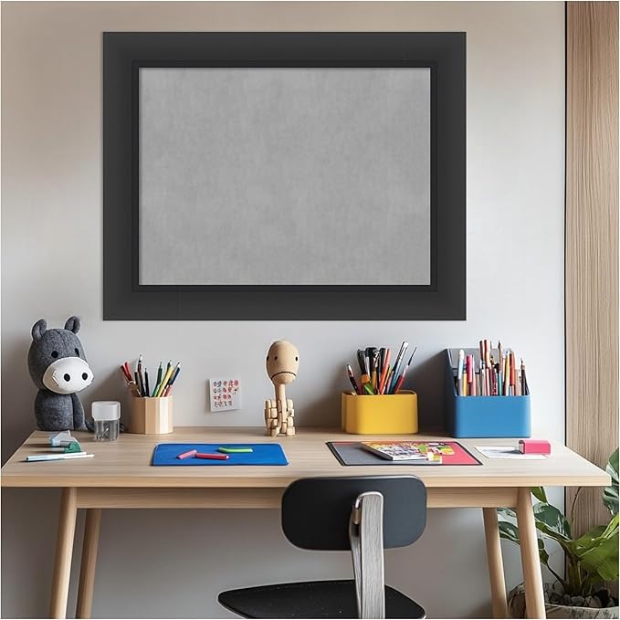 Amanti Art Black Framed Magnetic Board 23x29 Medium Vision Board for use with Magnets, 100% Metal Sheet to Display Items as Office Decor or for Home Organization in mudroom, Kitchen or Kids Room