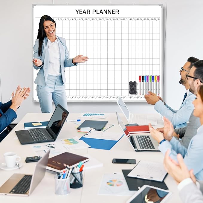 Lincia Extra Large 48" x 36" Magnetic Vertical Year Planner Dry Erase Calendar 2026 for Wall Undated Dry Erase Wall Calendar Planner Aluminum Frame Whiteboard for Home Office Projects
