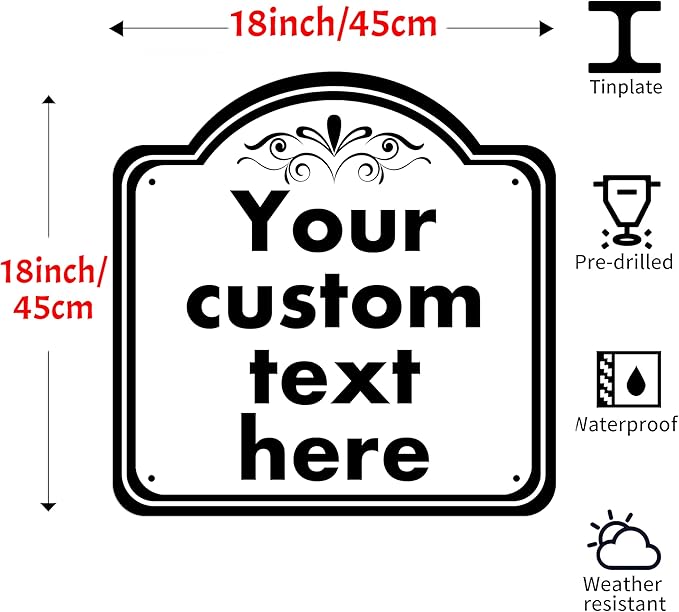 Custom Sign, Custom Indoor/Outdoor Decorative Sign，Aluminum Weatherproof Metal Sign Multiple Sizes, Customize for Office, Business, Workplace, office, Home, Delivery Signs