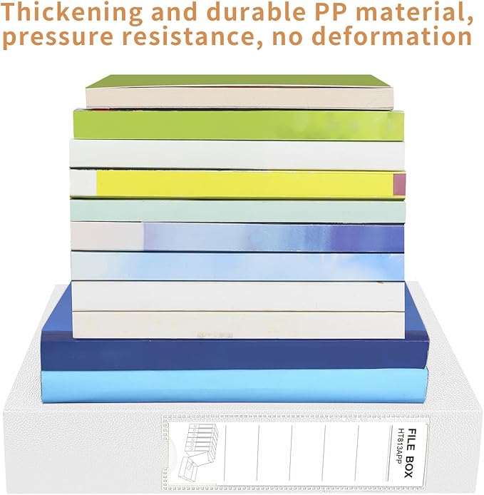 HUA JIE 2 Pack A4 Storage File Boxes Archives Case,65mm Spine,Box File Document Storage Box with Metal Clip for Office School -White