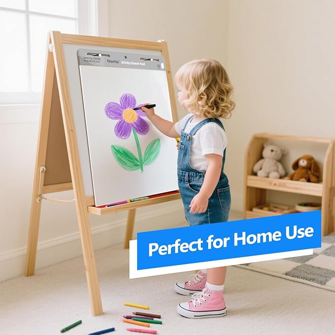 Nortix Flip Chart Paper, Sticky Easel Pads, Chart Paper for Teachers,Super Adhesive & Bleed-Resistant, Large Self-Stick Easel Paper for Classroom/Office, 20 x 23 inch, 30 Sheets/Pad, 3 Pads