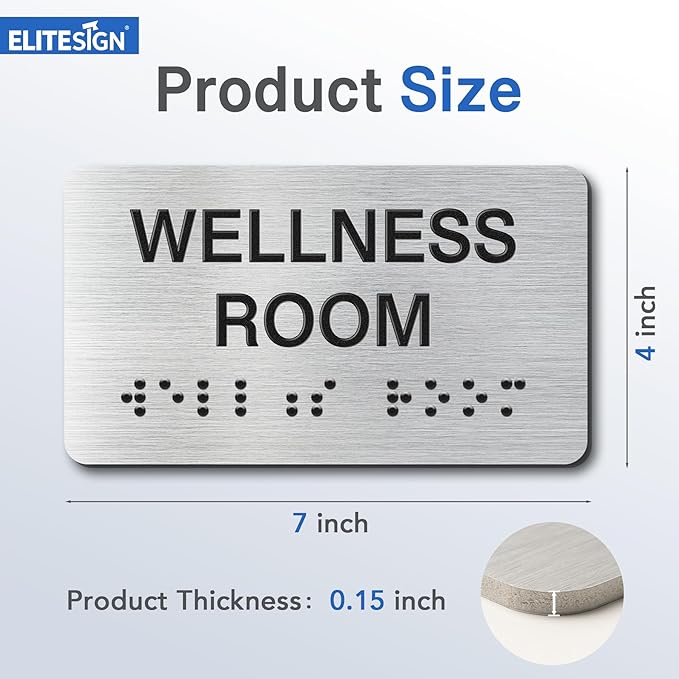 Meeting Room Signs with Raised Text & Grade 2 Braille, Brushed Aluminum/Silver Finish Easy Install with Double-Sided Tape, ADA Compliant Meeting Room Door Sign for Businesses & Offices