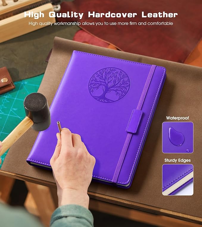 Biuwory Lined Journal Notebook for Women Men,256 Pages B5 Large Hardcover Leather Journals for Writing,Travel,Business,Work & School,College Ruled Notebooks for Note Taking,Diary Notepad 7.8"×10.2"