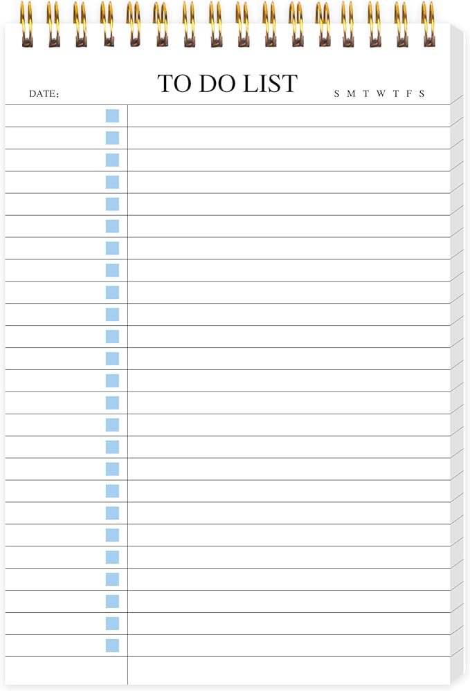 To Do List Notepad, Undated Daily Planner Notepad with To Do List Notebook Checklist Planner Spiral Waterproof Notepad for Office Supplies, School Planner, Blue, 52 Sheets, 5.5"*8.3" A5 Size