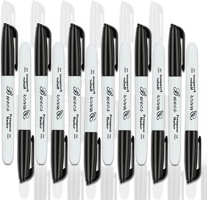Buecs Permanent Markers, 80 Count Black Permanent Markers, Fine Point, Waterproof & Smear Proof Markers, Quick Drying, Office Supplies for School, Office, Home